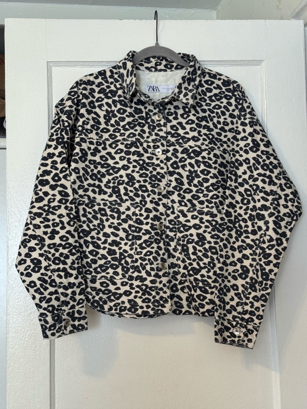Zara Leopard Denim Jacket